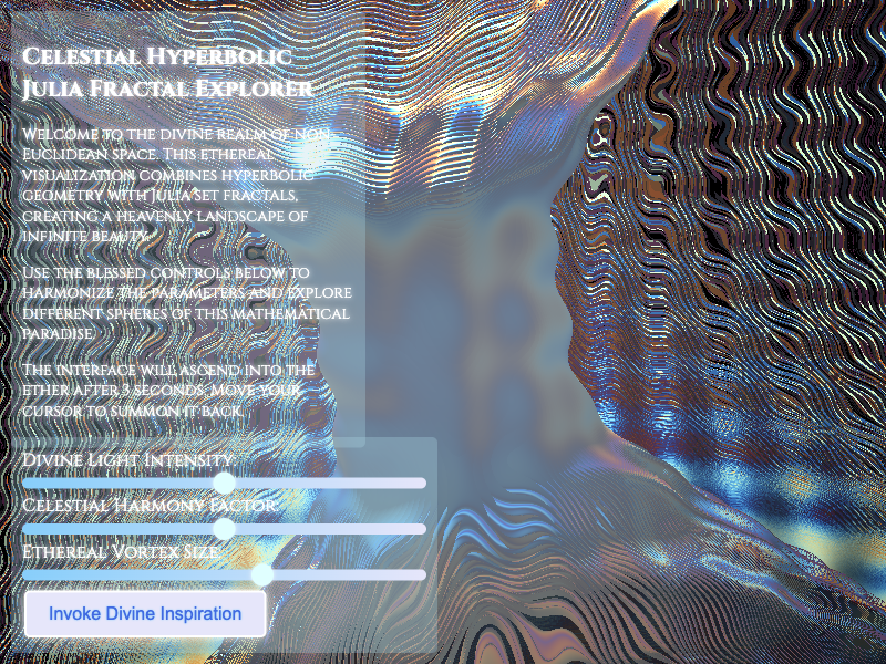 Celestial hyperbolic julia fractal explorer